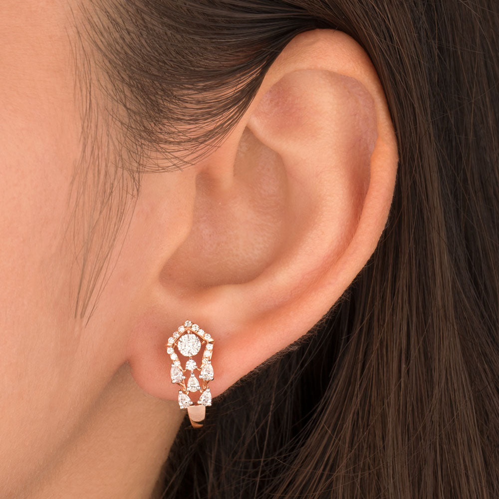 18K Rose Gold Diamond Earrings - 0.58ct VVS-EF