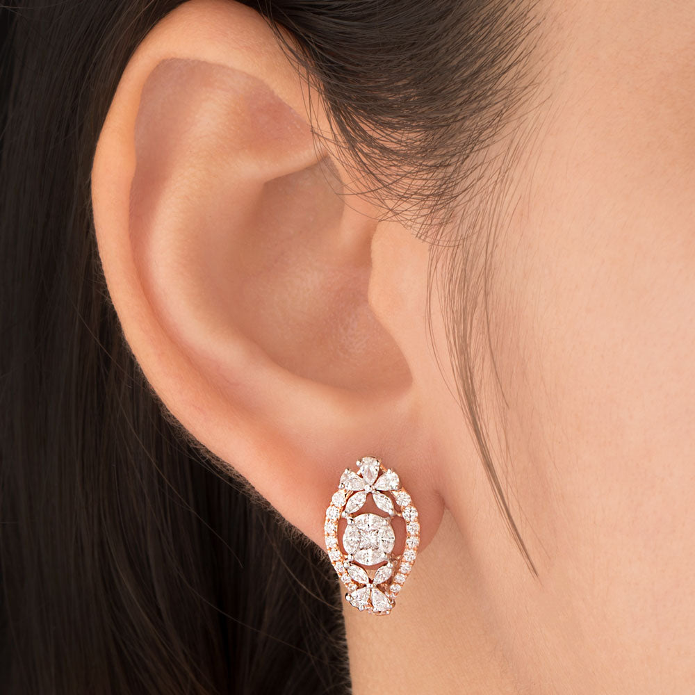 18K Rose Gold Diamond Earrings - 1.34ct VVS-EF