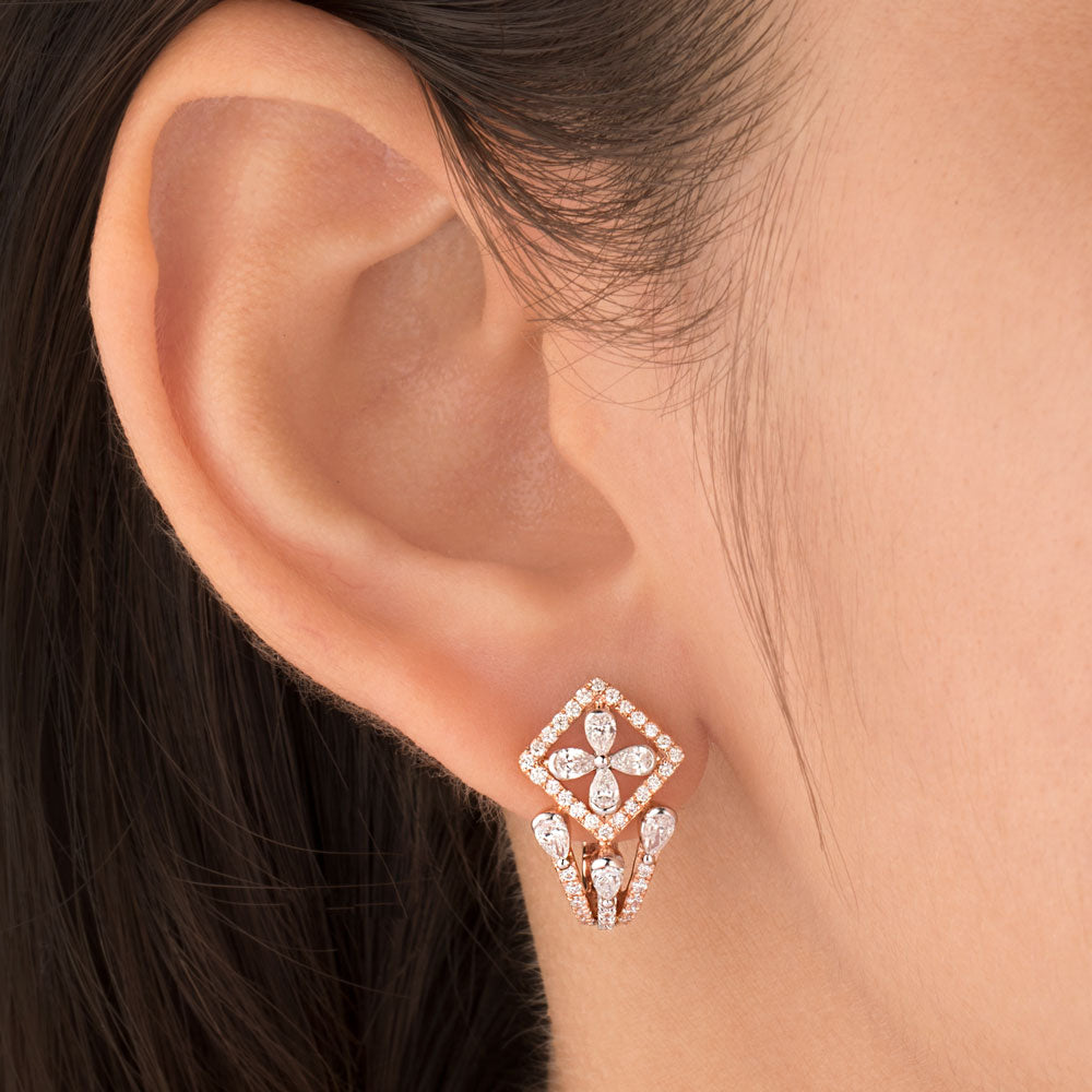 18K Rose Gold Diamond Earrings - 1.2ct VVS-EF