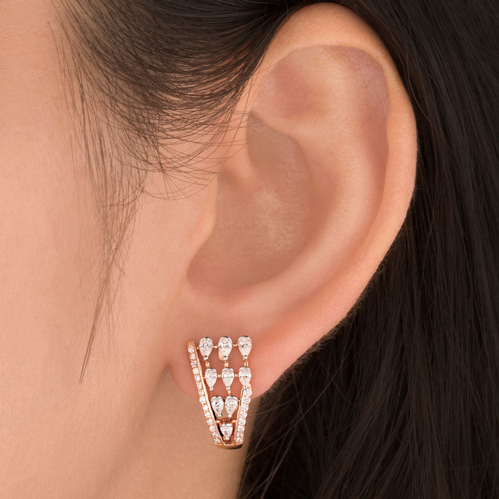 18K Rose Gold Diamond Earrings - 0.88ct VVS-EF