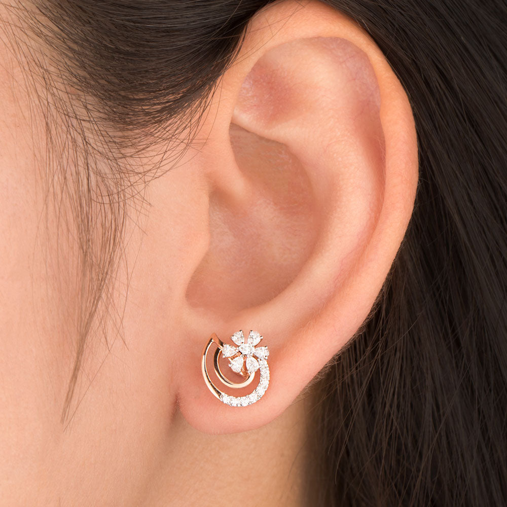 18K Rose Gold Diamond Earrings - 0.38ct VVS-EF