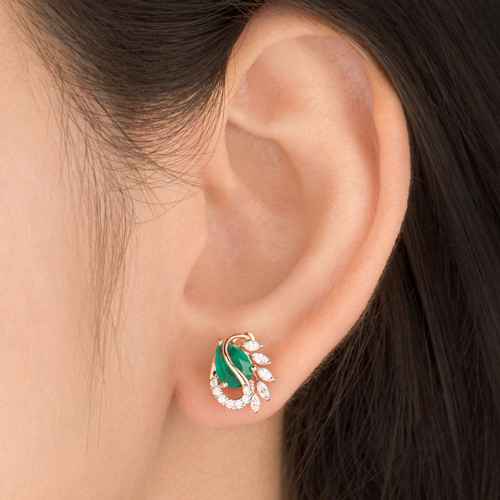 18K Rose Gold Diamond Earrings - 0.28ct VVS-EF with Colour Stones