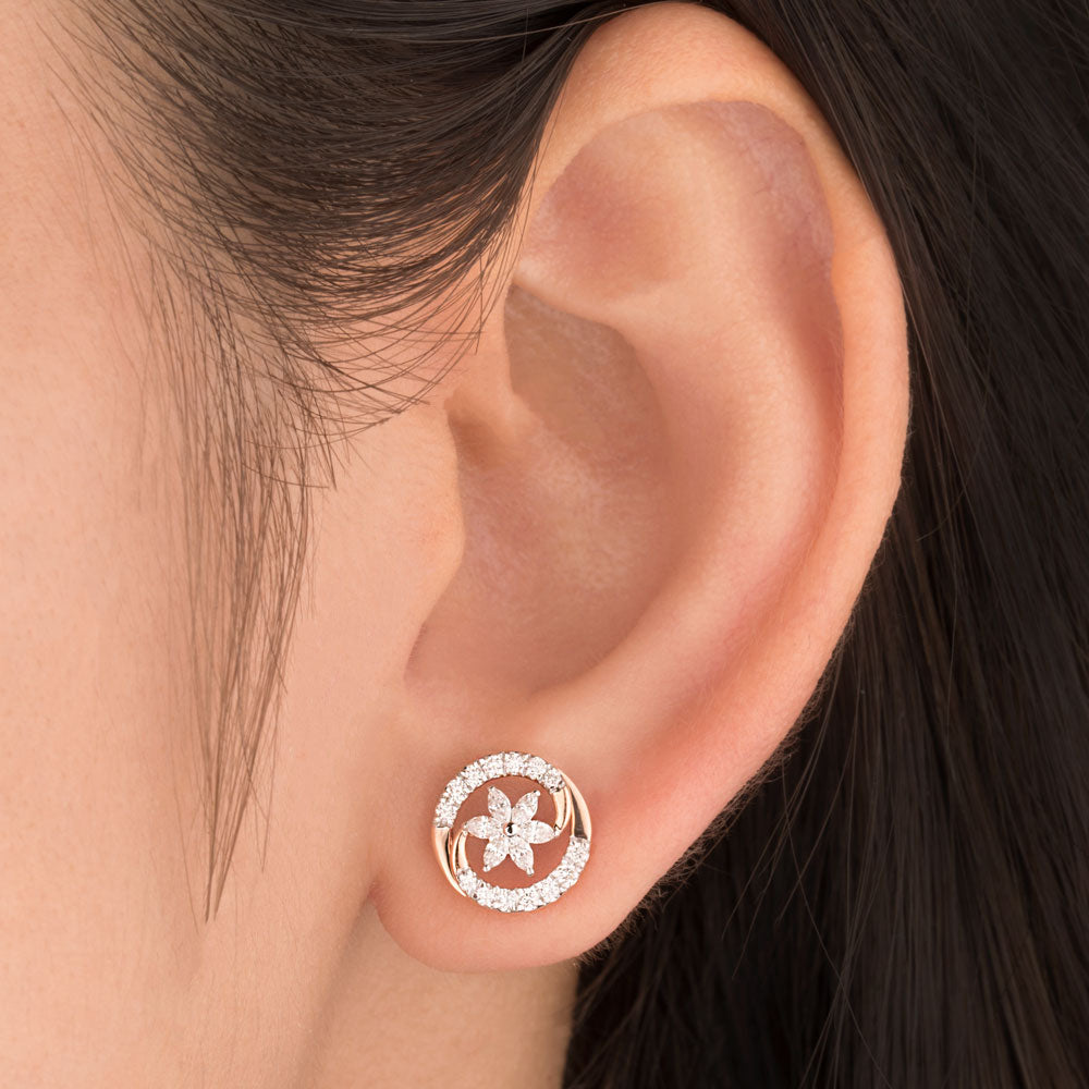 18K Rose Gold Diamond Earrings - 0.41ct VVS-EF