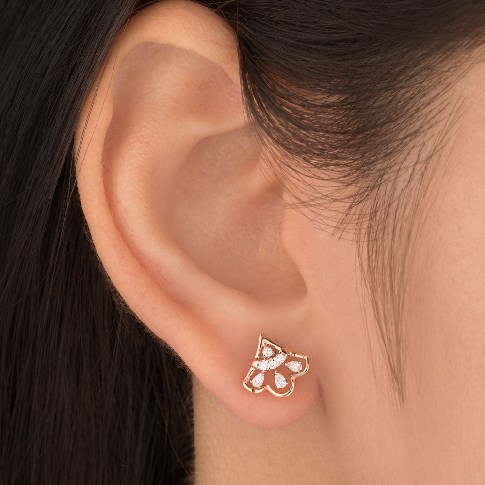 18K Rose Gold Diamond Earrings - 0.18ct VVS-EF