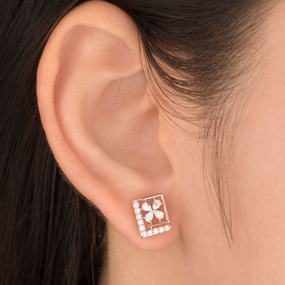 18K Rose Gold Diamond Earrings - 0.47ct VVS-EF
