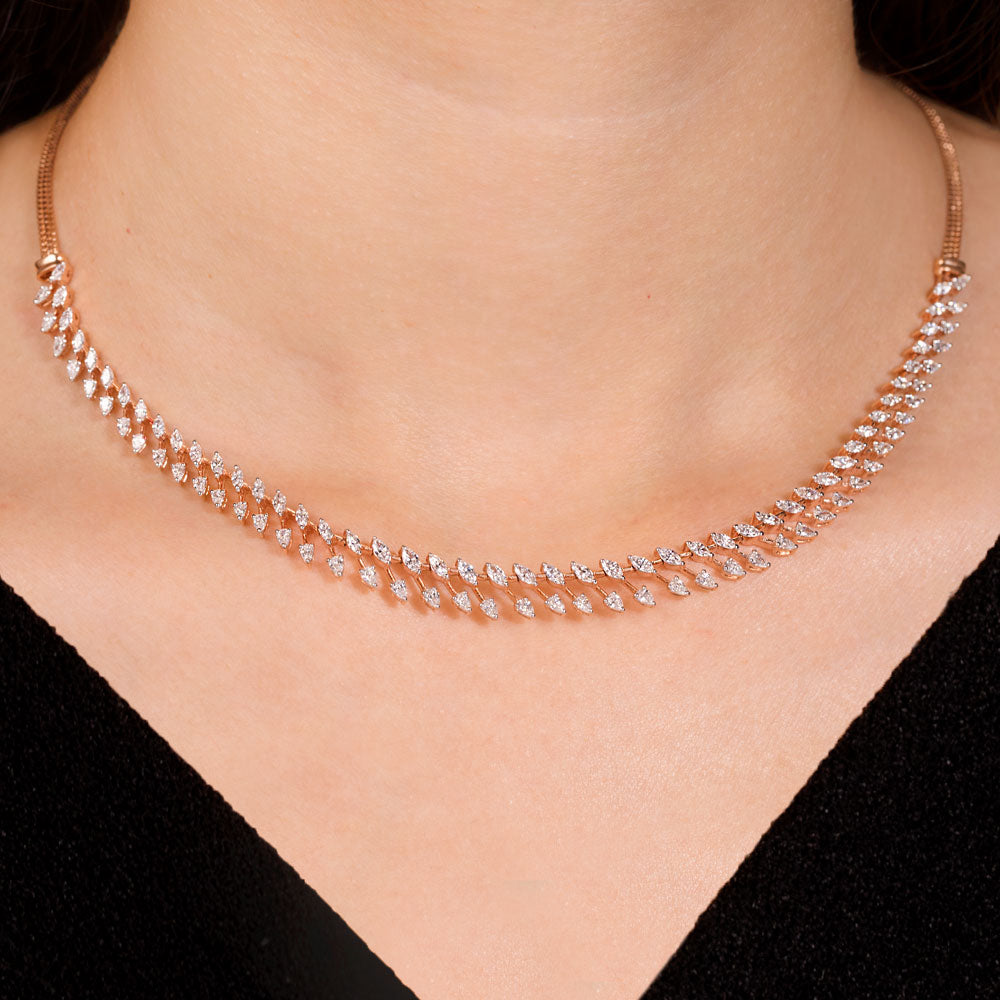 18K Rose Gold Diamond Necklace - 3.13ct VVS-EF