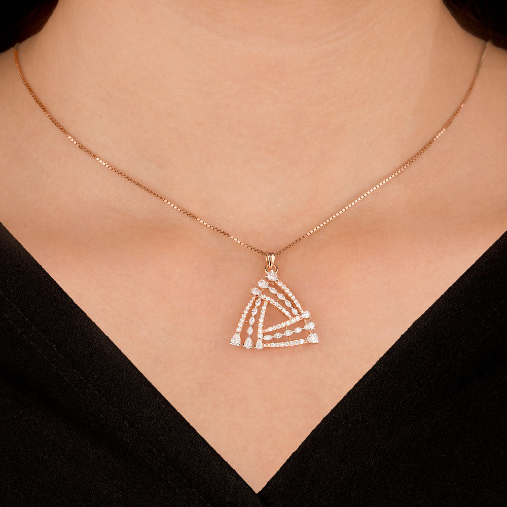 18K Rose Gold Diamond Pendant - 1.03ct VVS-EF