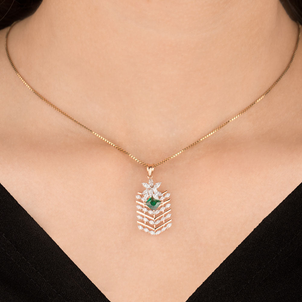 18K Rose Gold Diamond Pendant - 0.74ct VVS-EF with Colour Stones