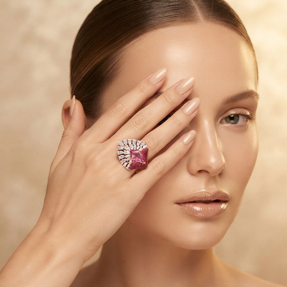 14K Rose Gold Diamond Ring - 3.67ct VS-SI-FG with Colour Stones