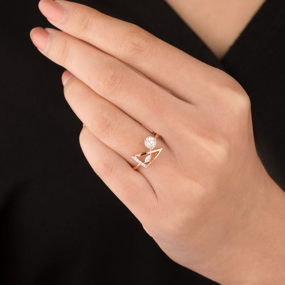 18K Rose Gold Diamond Ring - 0.25ct VVS-EF