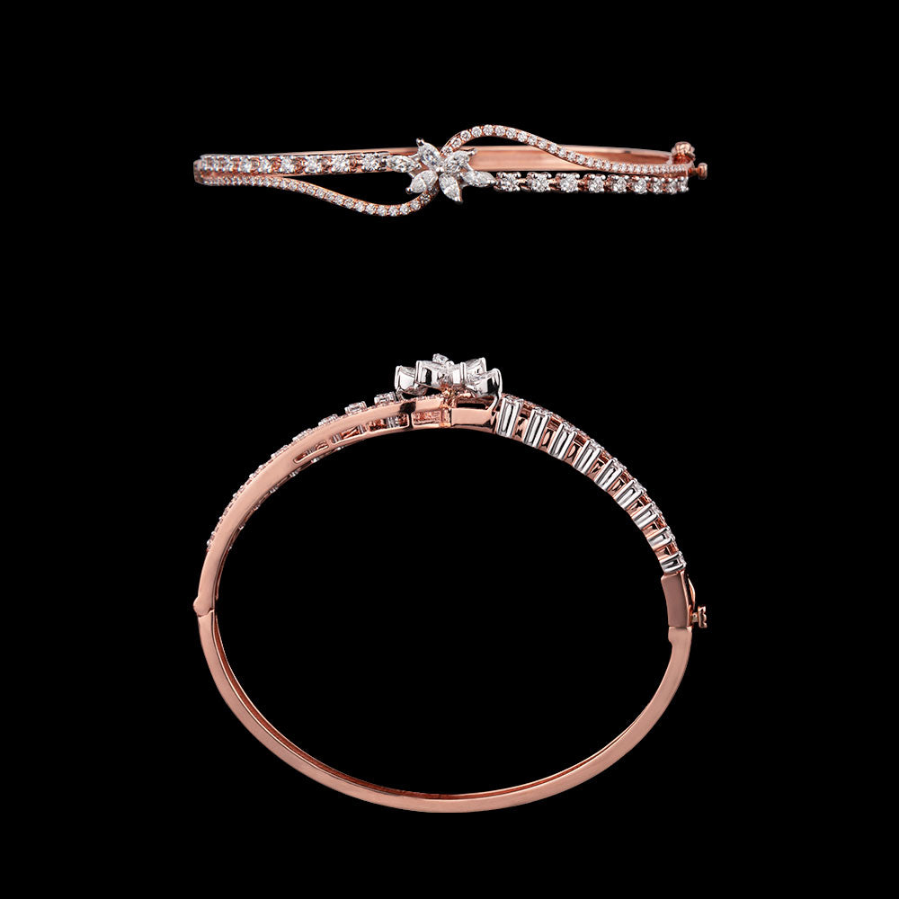 18K Two Tone Gold Diamond Kada - 1.29ct VS-FG