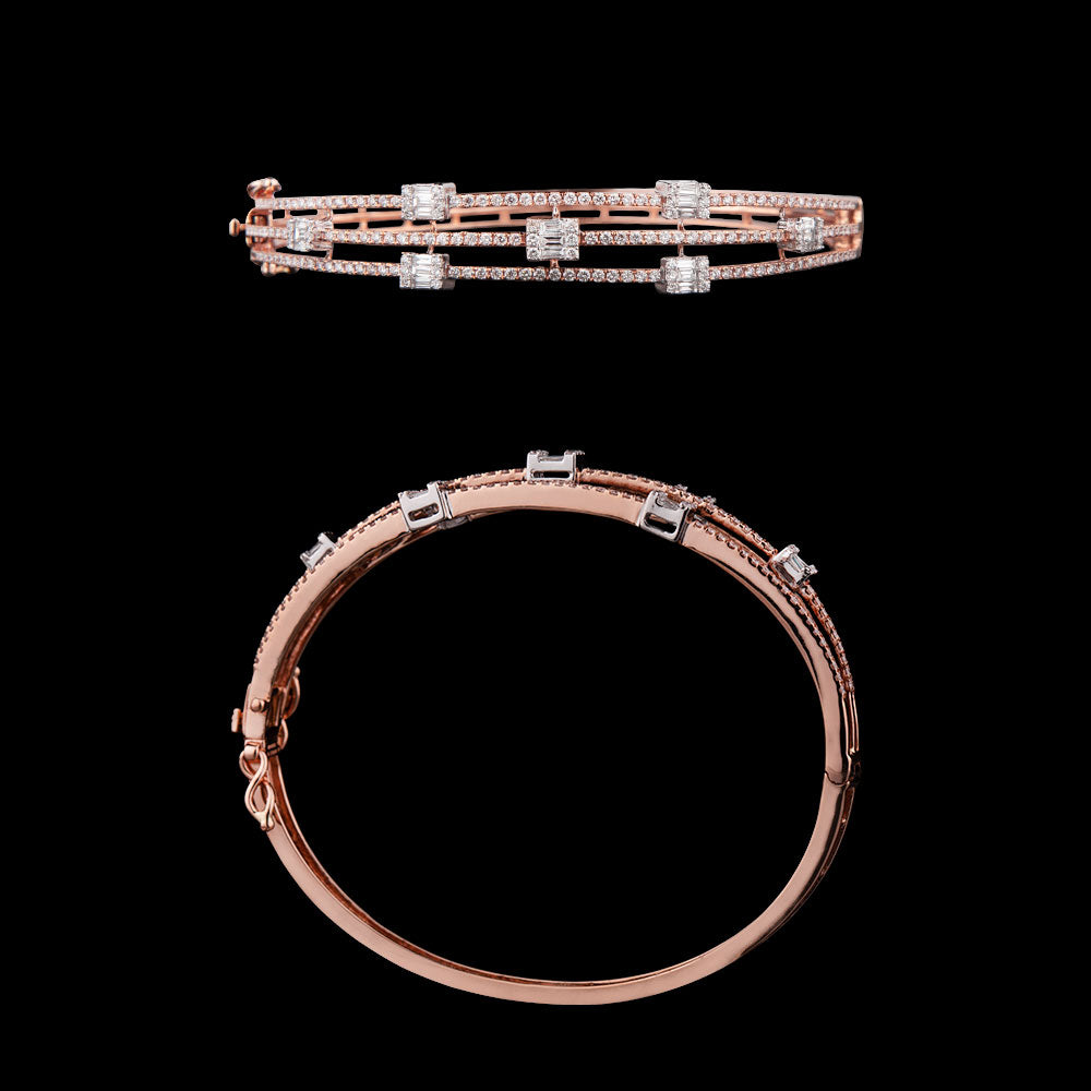 18K Two Tone Gold Diamond Kada - 1.43ct VS-FG