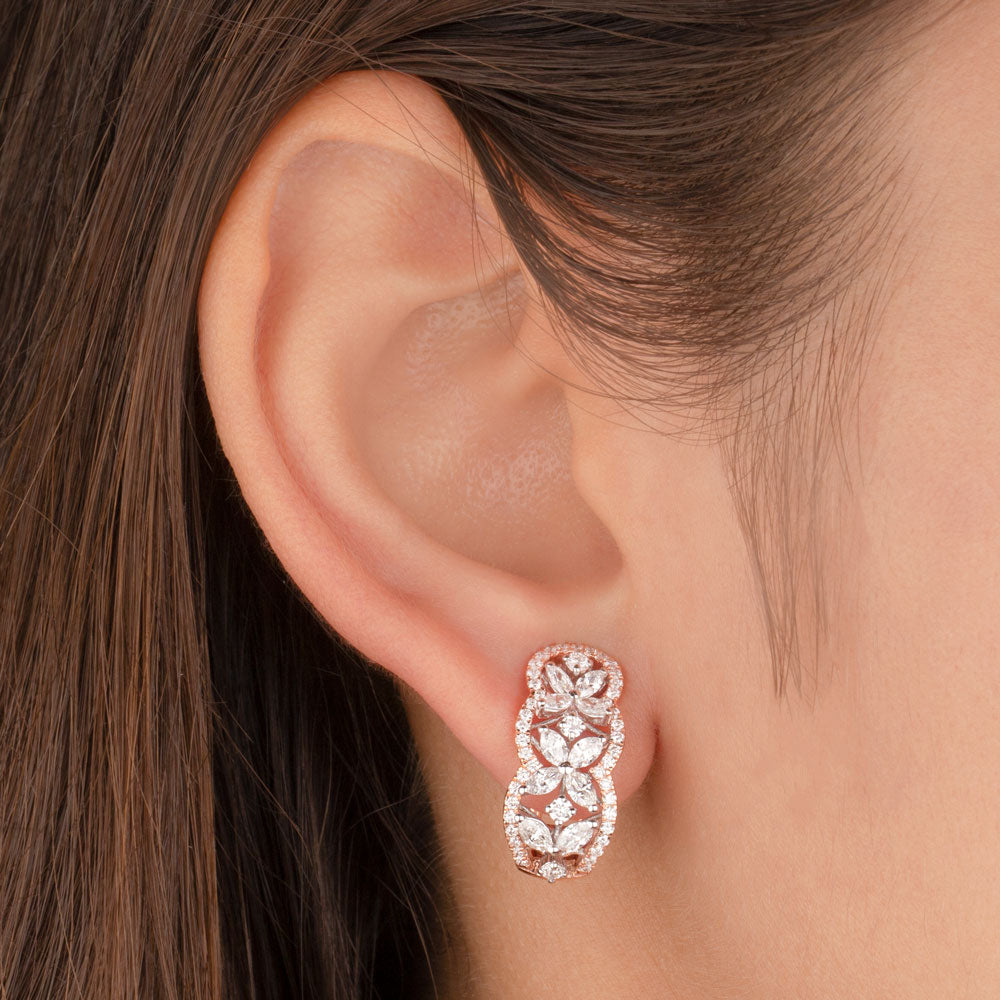 18K Two Tone Gold Diamond Earrings - 1.93ct VS-FG