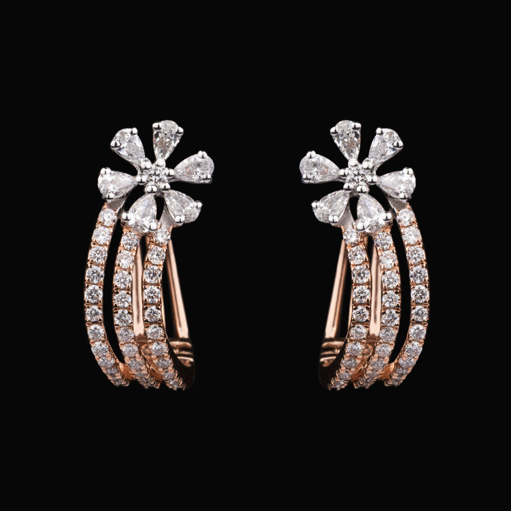 18K Two Tone Gold Diamond Earrings - 0.87ct VS-FG