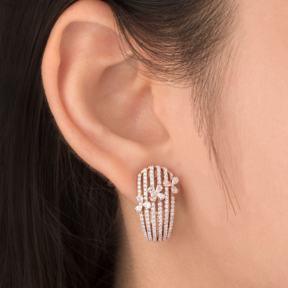 18K Two Tone Gold Diamond Earrings - 1.62ct VS-FG