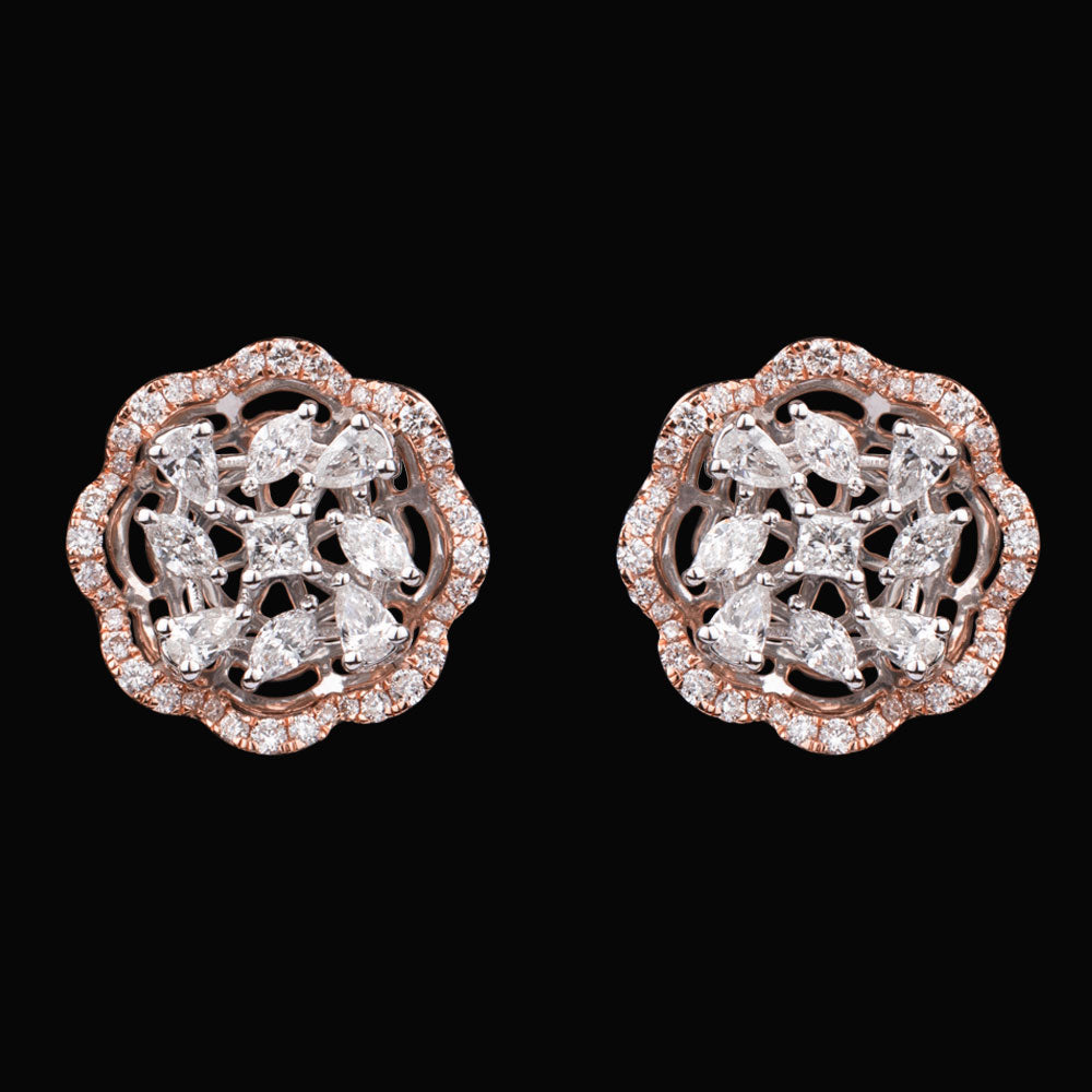 18K Two Tone Gold Diamond Earrings - 1.18ct VS-SI-FG
