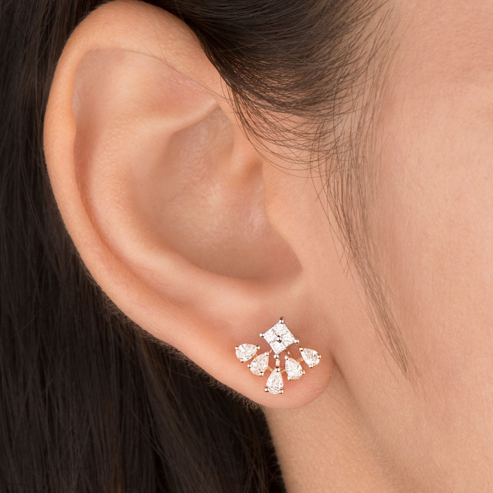 14K Rose Gold Diamond Earrings - 0.94ct VS-SI-FG