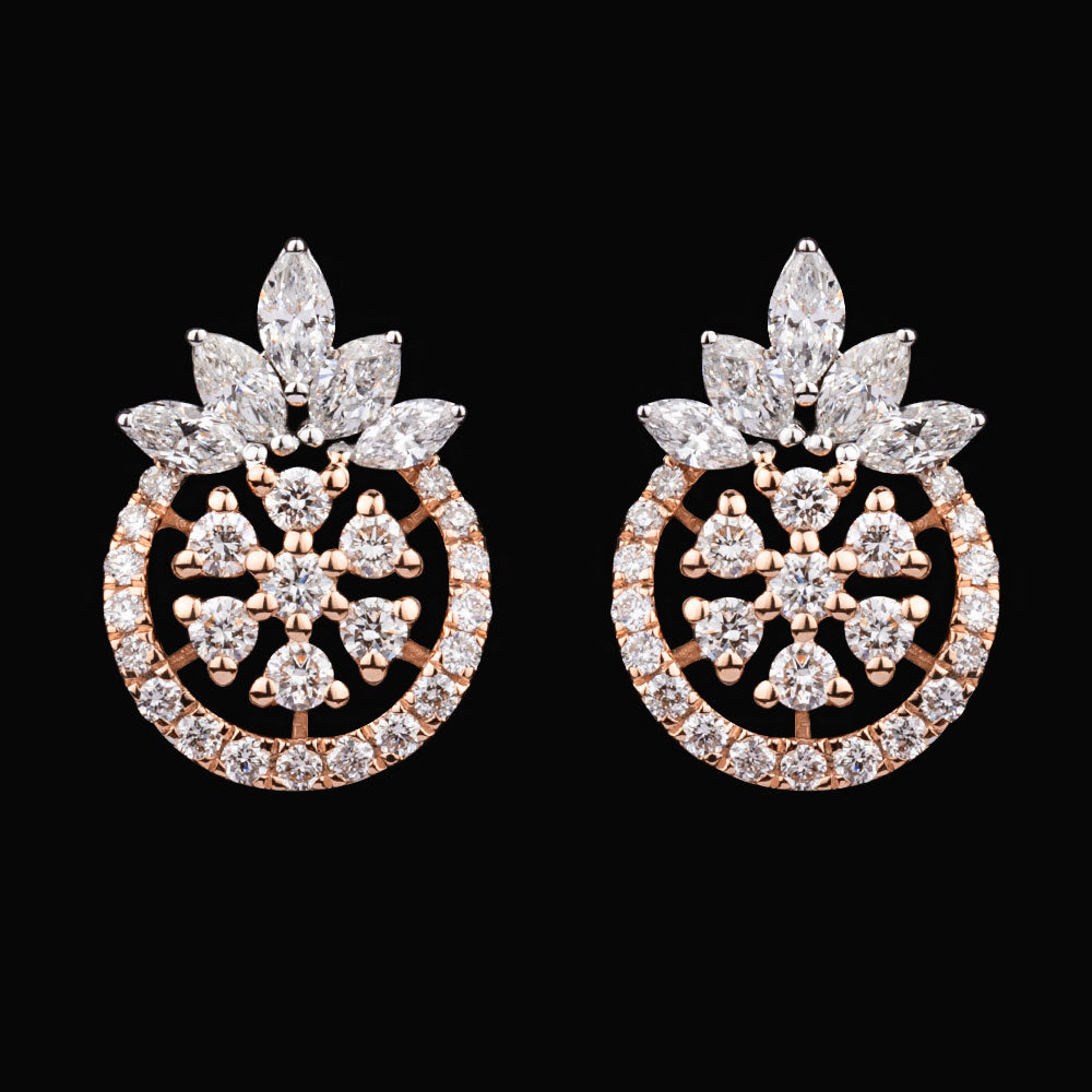 18K Two Tone Gold Diamond Earrings - 0.88ct VS-FG