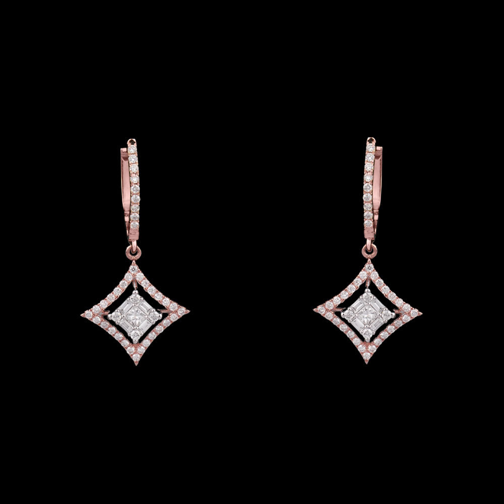 18K Two Tone Gold Diamond Earrings - 1.09ct VS-SI-FG