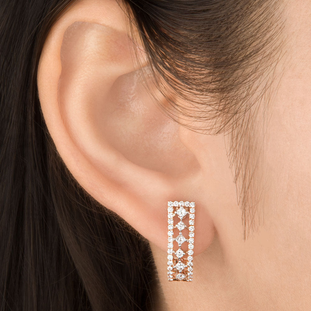 14K Two Tone Gold Diamond Earrings - 0.79ct VS-FG