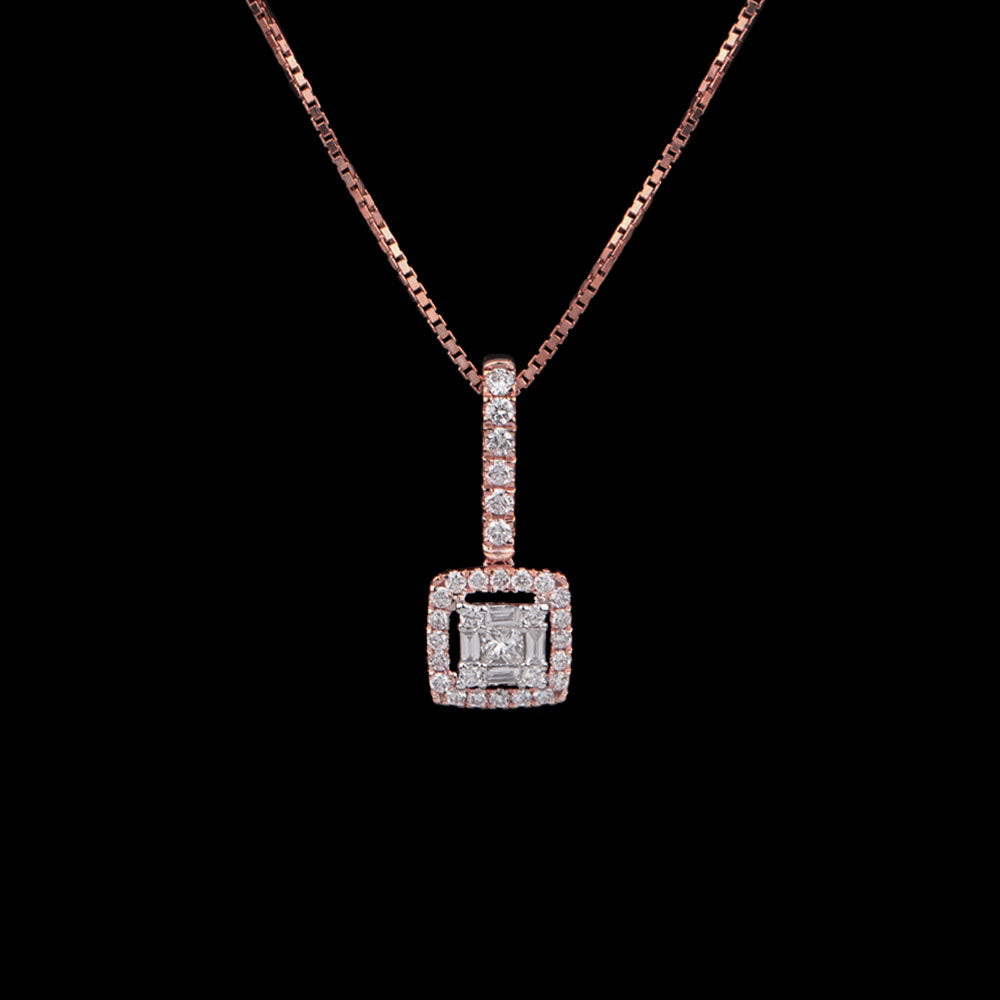 18K Two Tone Gold Diamond Pendant - 0.44ct VS-SI-FG