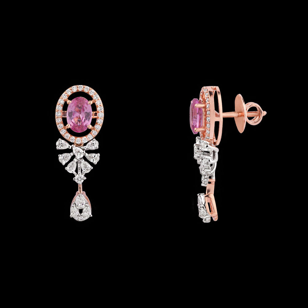 18K White Gold Diamond Earrings - 1.064ct VVS-EF with Colour Stones