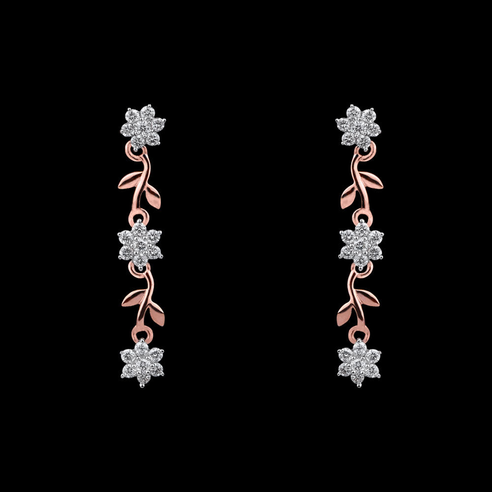14K Two Tone Gold Diamond Earrings - 0.4ct VS-GH