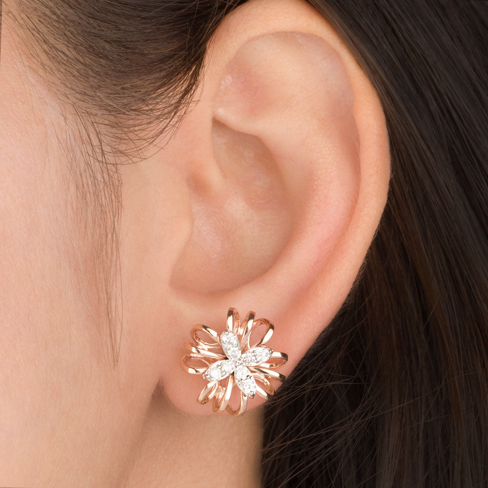 14K Two Tone Gold Diamond Earrings - 0.56ct VVS-VS-GH
