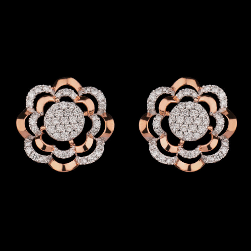 18K Two Tone Gold Diamond Earrings - 0.85ct VVS-VS-GH