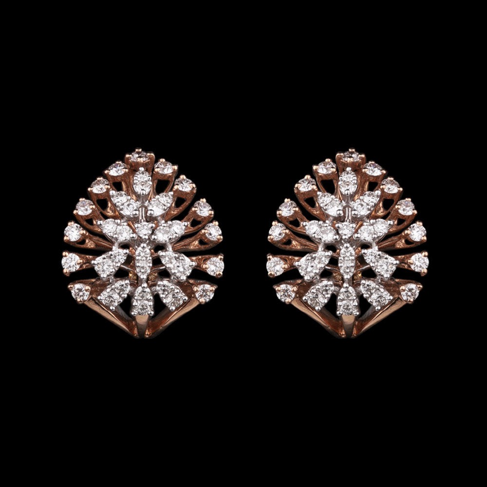 18K Two Tone Gold Diamond Earrings - 0.9ct VS-SI-GH