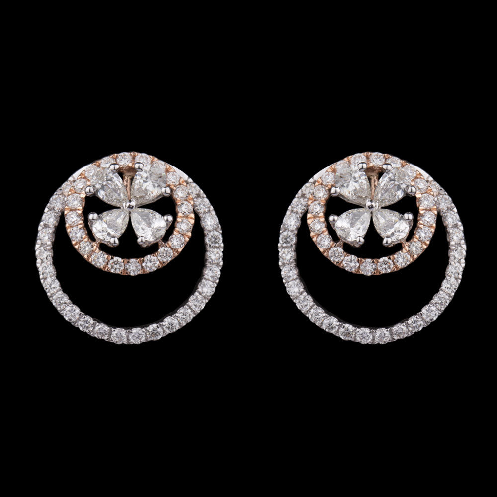 14K Two Tone Gold Diamond Earrings - 1.55ct SI-HIJ