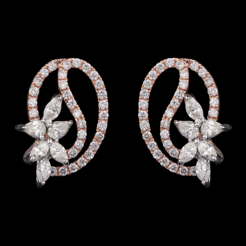 14K Two Tone Gold Diamond Earrings - 1.74ct SI-HIJ