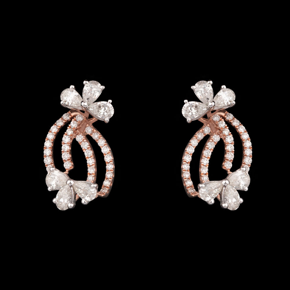 14K Two Tone Gold Diamond Earrings - 1.28ct SI-HIJ