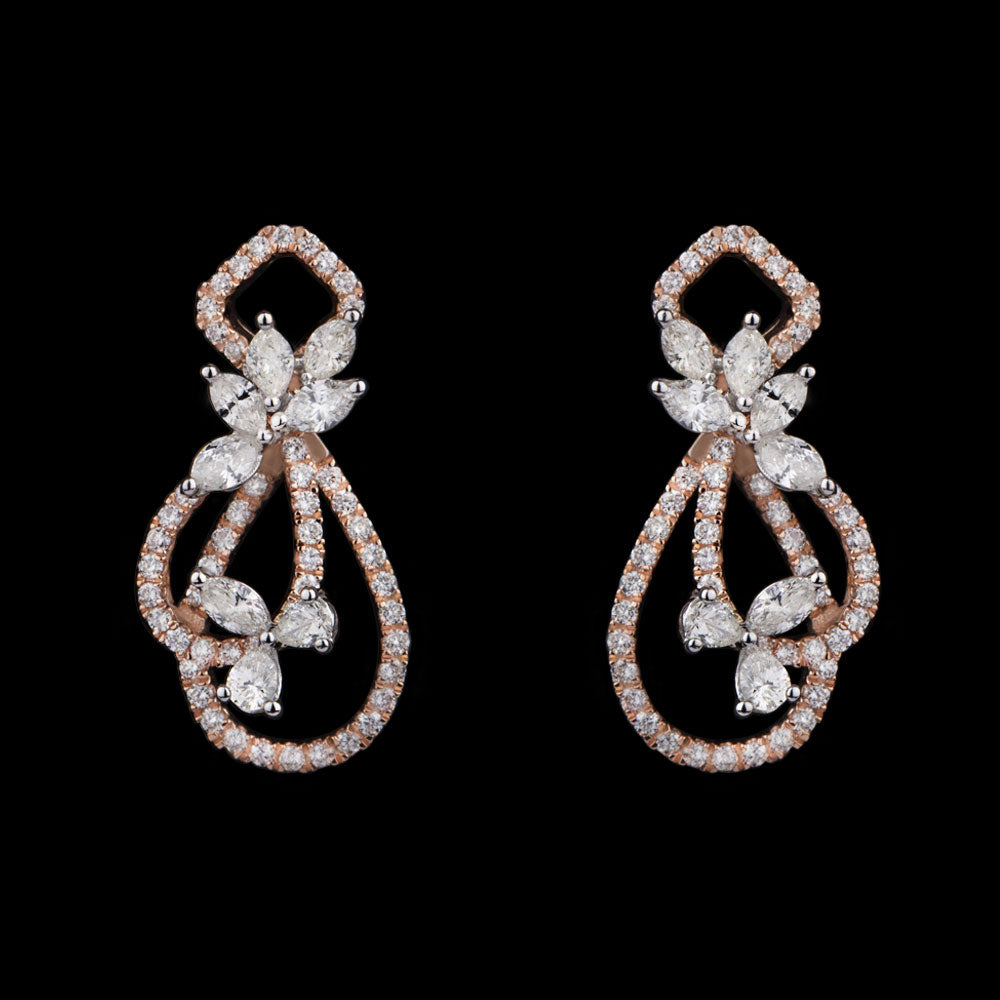 14K Two Tone Gold Diamond Earrings - 1.75ct SI-HIJ