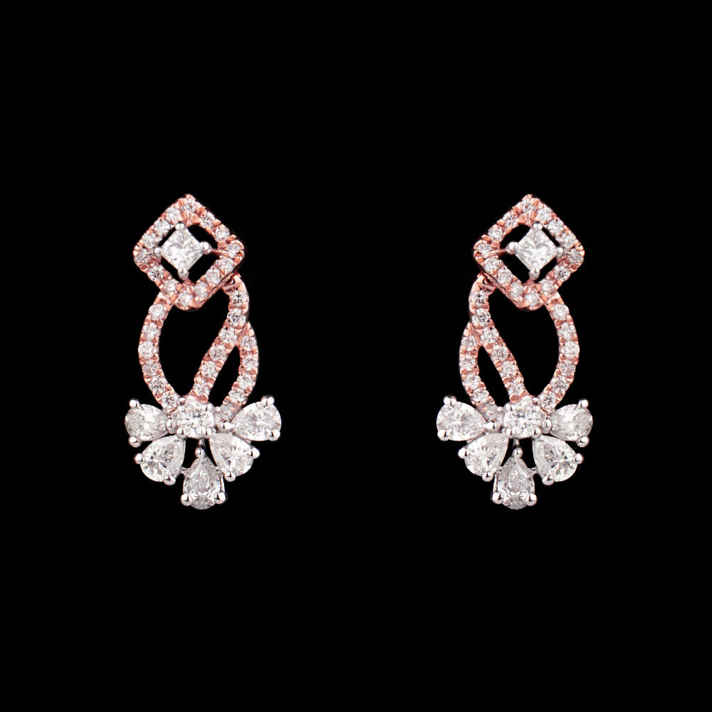 14K Two Tone Gold Diamond Earrings - 0.82ct VS-FG
