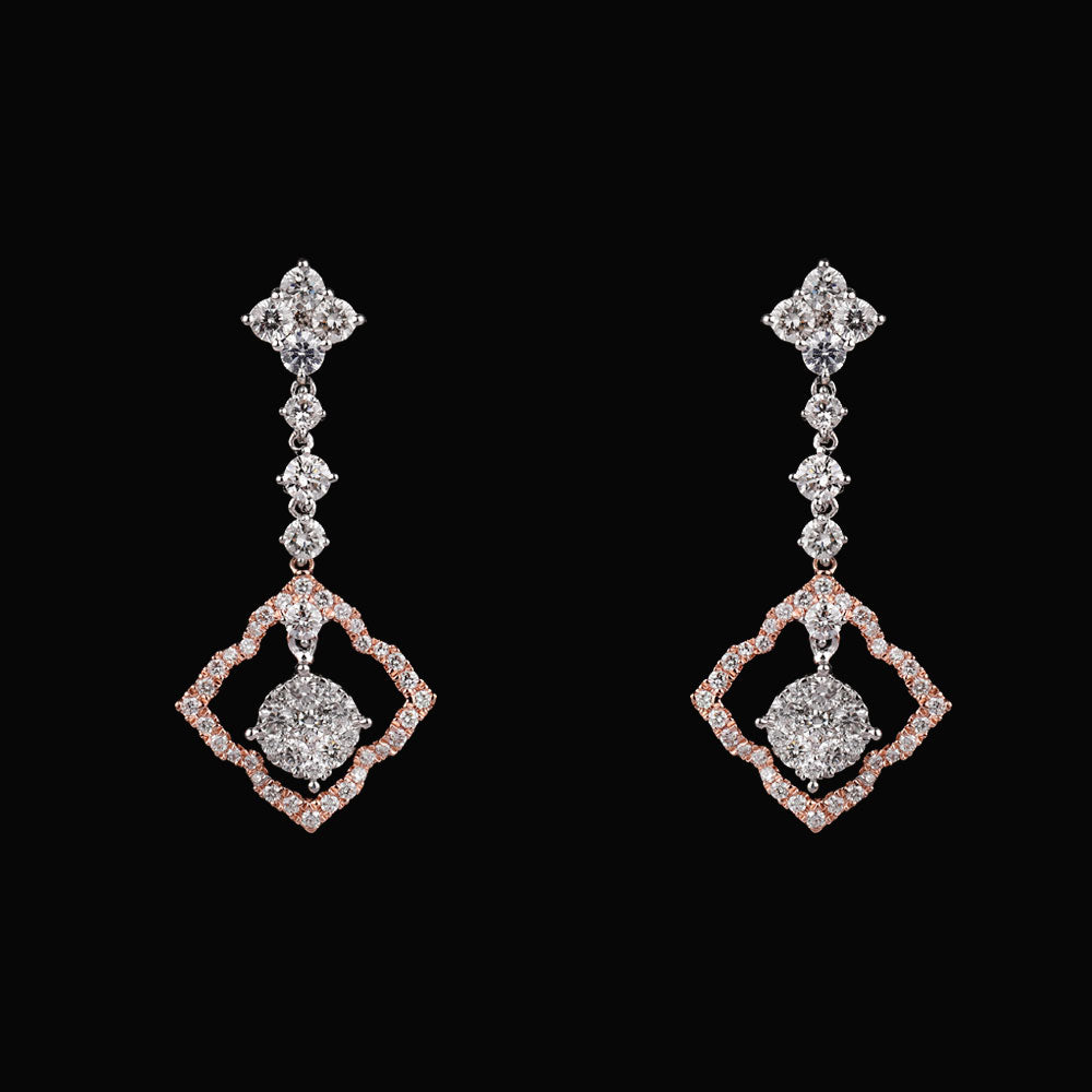 14K Two Tone Gold Diamond Earrings - 1.65ct VVS-VS-GH