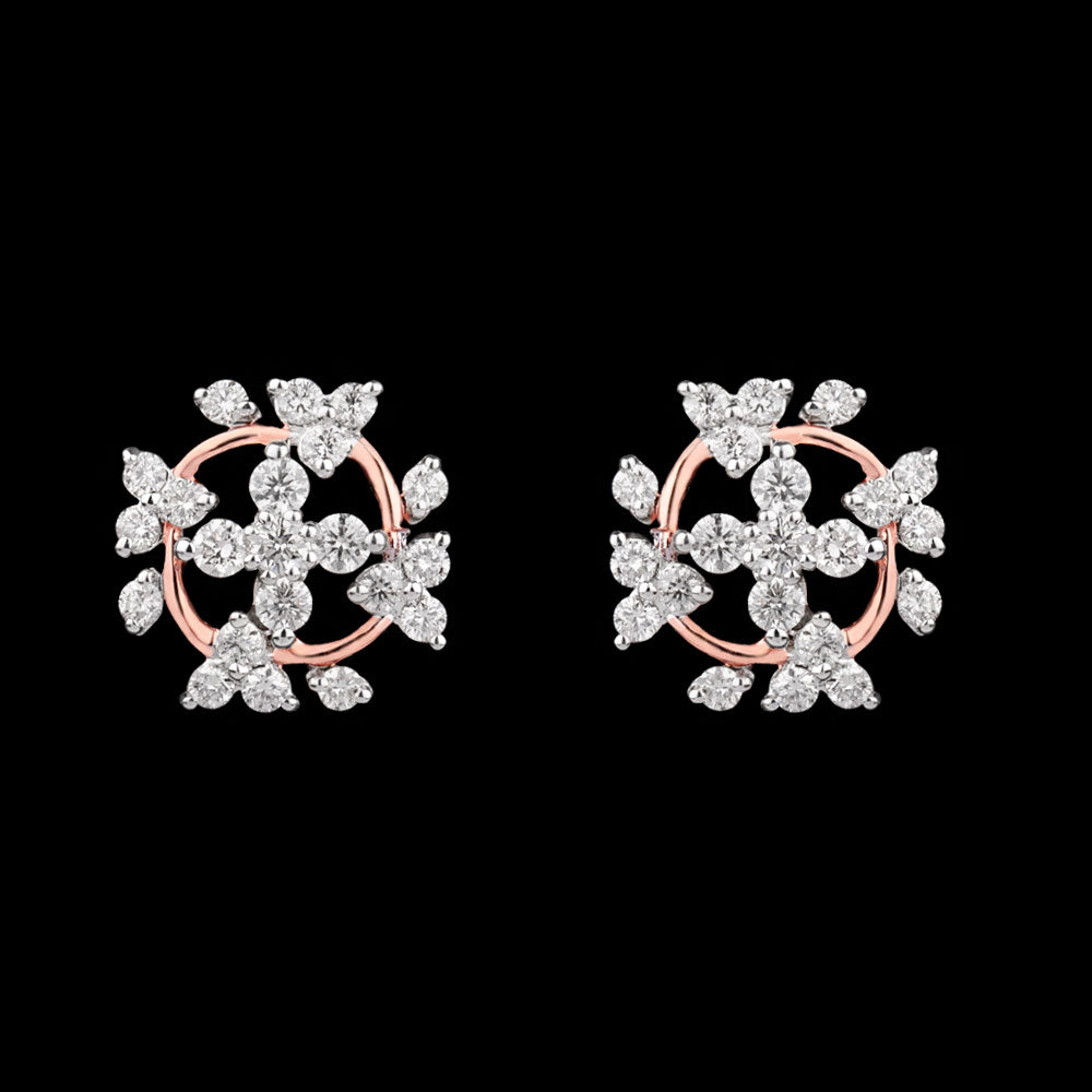14K Two Tone Gold Diamond Earrings - 0.75ct VVS-VS-IJ