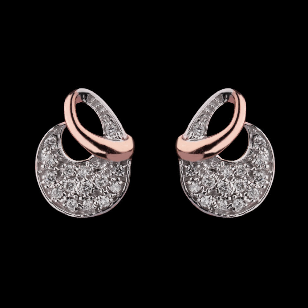 14K Two Tone Gold Diamond Earrings - 0.15ct VVS-VS-GH