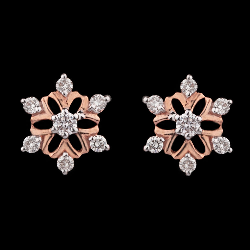 14K Two Tone Gold Diamond Earrings - 0.17ct VS-SI-HI