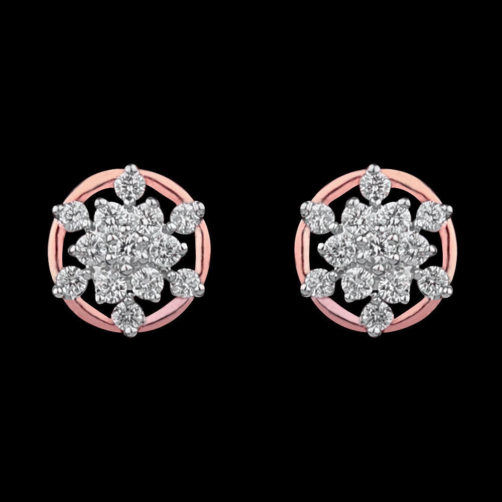 14K Two Tone Gold Diamond Earrings - 0.19ct VVS-VS-IJ