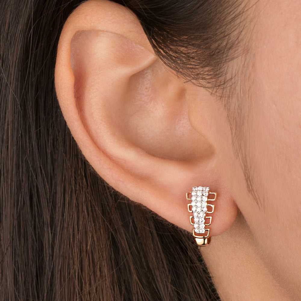 14K Two Tone Gold Diamond Earrings - 0.32ct VVS-VS-GH