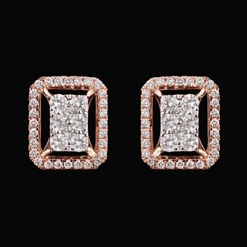 14K Two Tone Gold Diamond Earrings - 0.93ct VVS-VS-GH