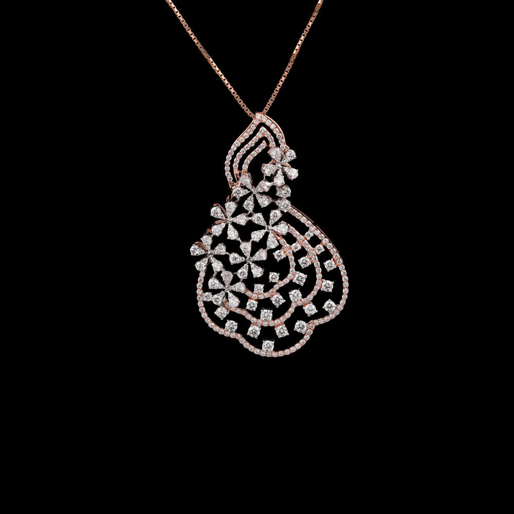 18K Two Tone Gold Diamond Pendant - 2.87ct VVS-VS-GHI
