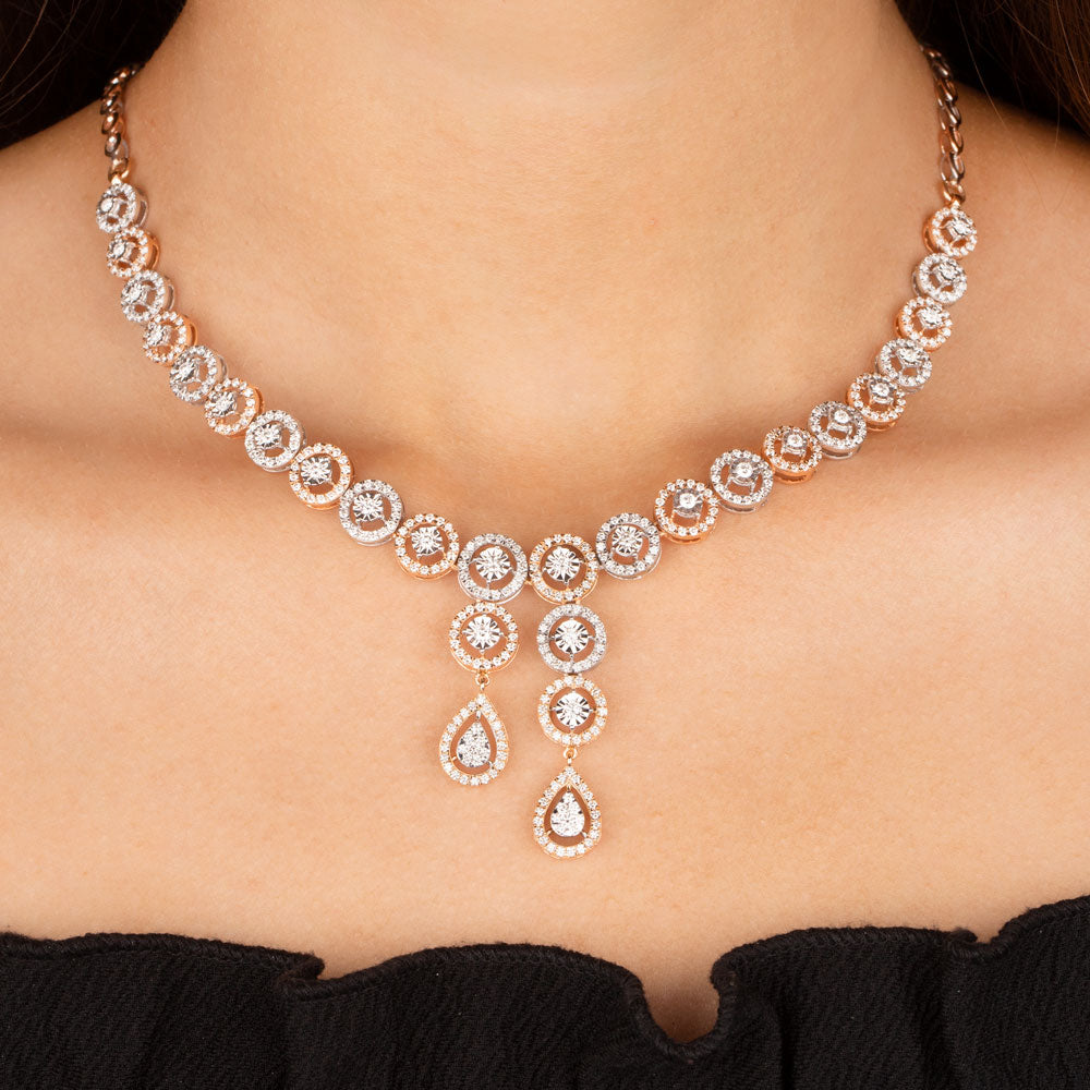18K Two Tone Gold Diamond Necklace - 4.37ct VVS-VS-GH