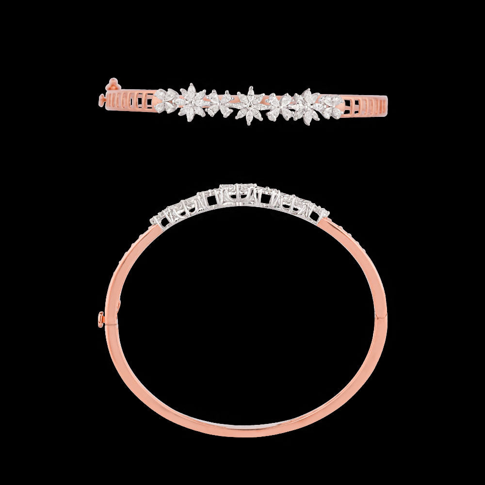 18K Two Tone Gold Diamond Kada - 1.03ct VVS-EF