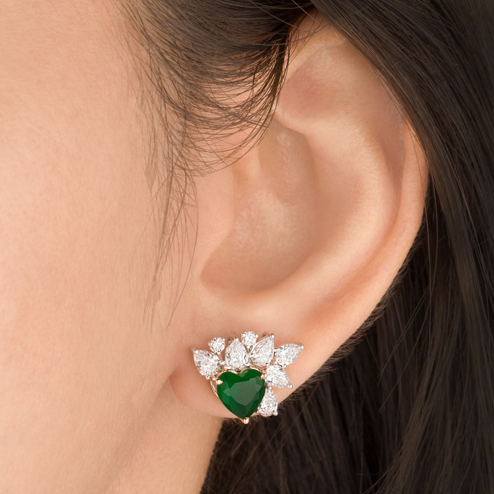 18K Two Tone Gold Diamond Earrings - 1.941ct VVS-EF with Colour Stones