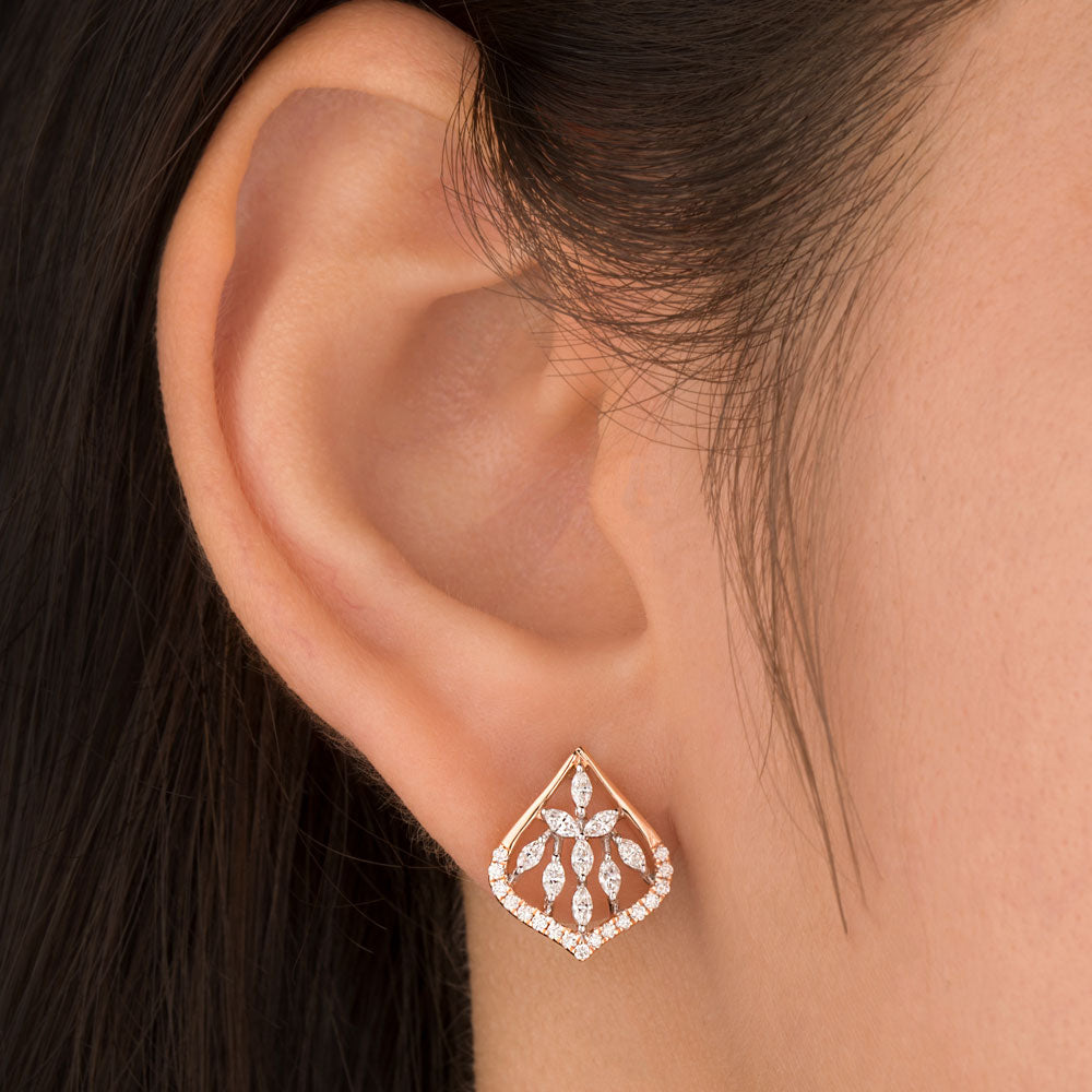 18K Two Tone Gold Diamond Earrings - 0.525ct VVS-EF