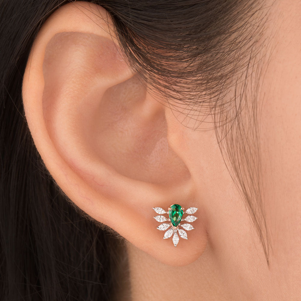 18K Two Tone Gold Diamond Earrings - 0.362ct VVS-EF with Colour Stones