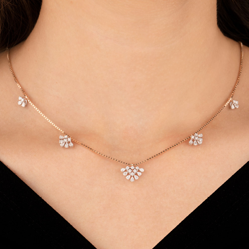 18K Two Tone Gold Diamond Necklace - 1.185ct VVS-EF