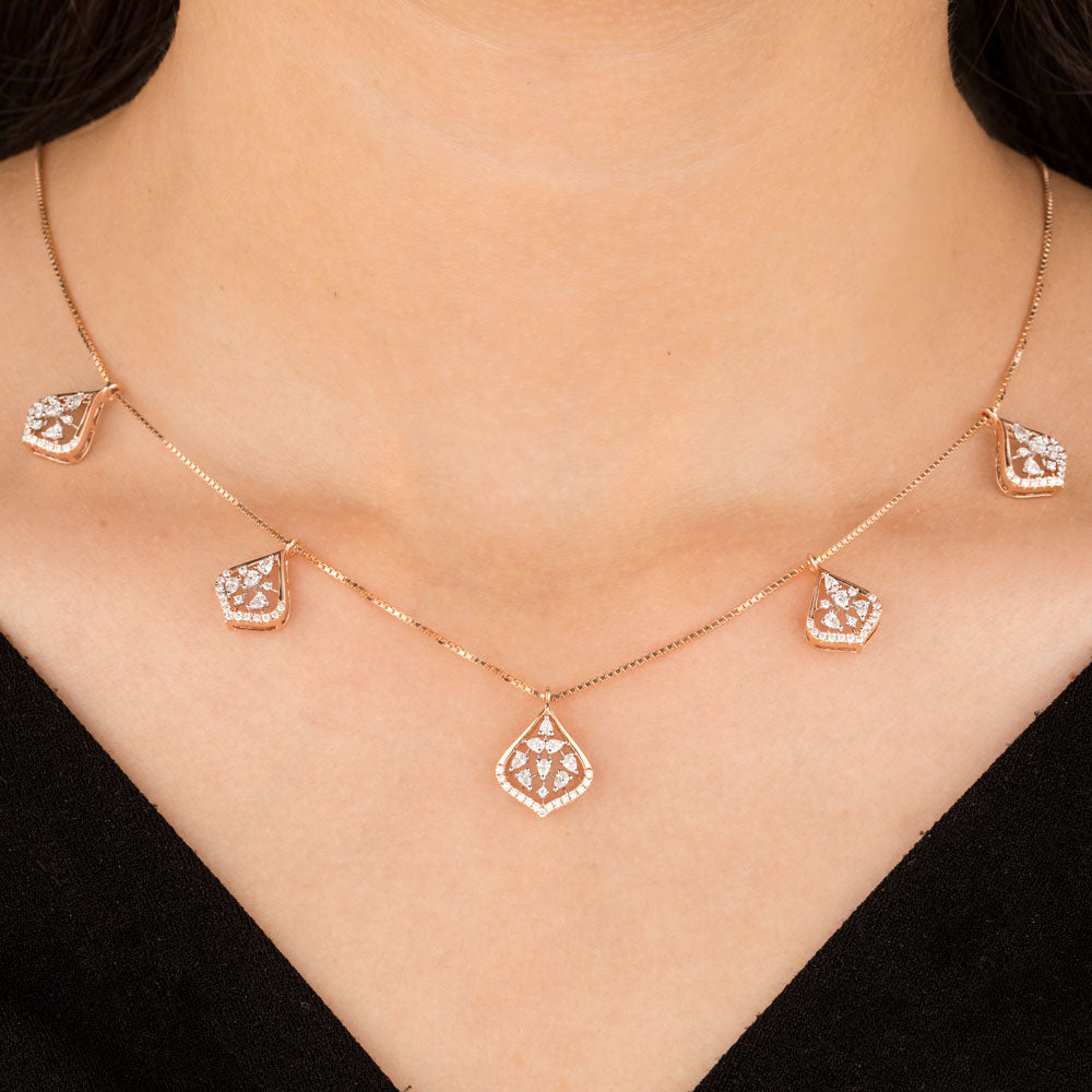 18K Two Tone Gold Diamond Necklace - 0.992ct VVS-EF